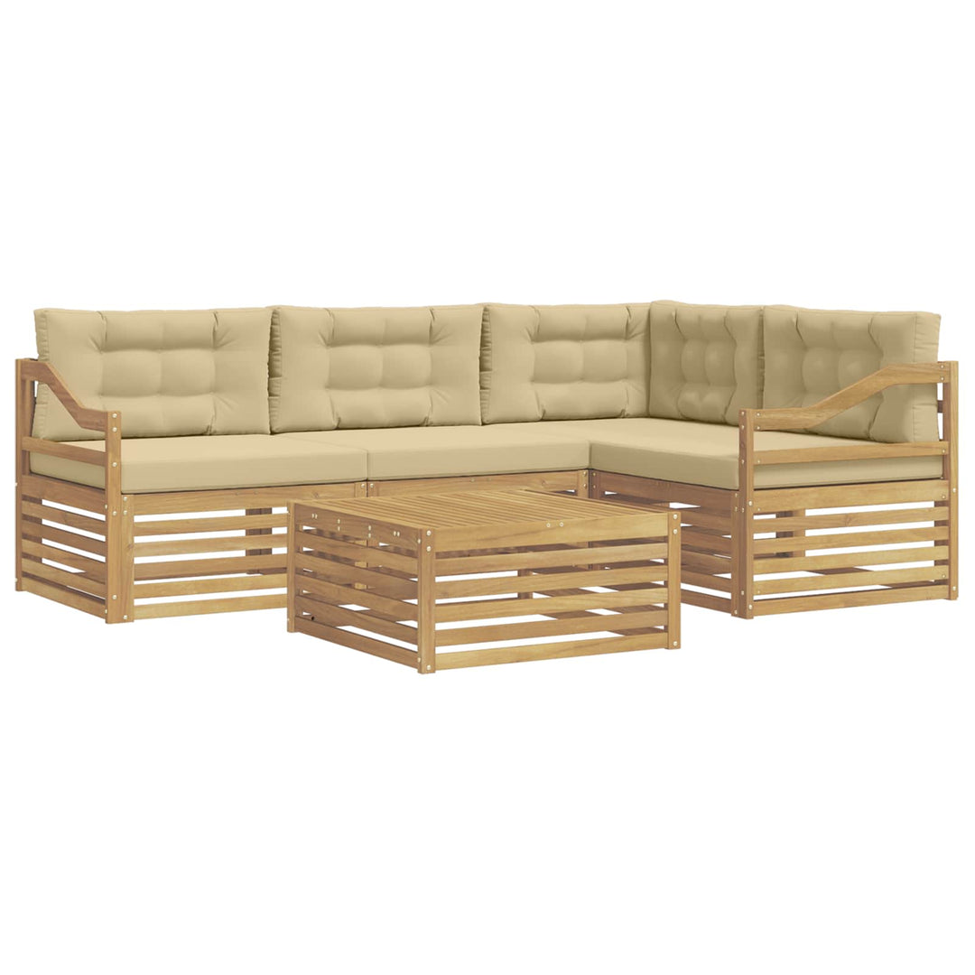 Udendørs sofagruppe 5 stk. Hvid og Beige Polyester