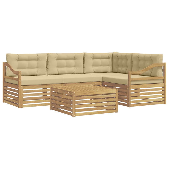 Udendørs sofagruppe 5 stk. Hvid og Beige Polyester