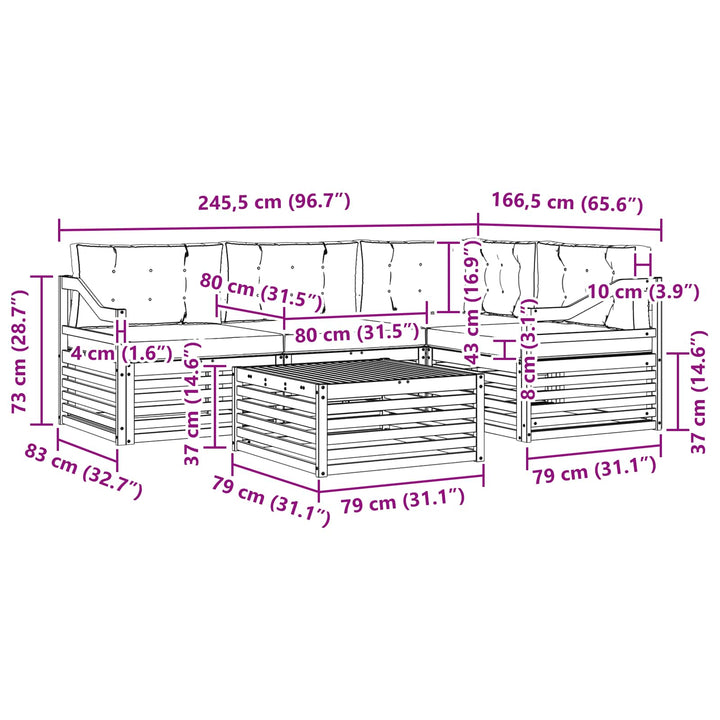 Udendørs sofagruppe 5 stk. Hvid og Beige Polyester