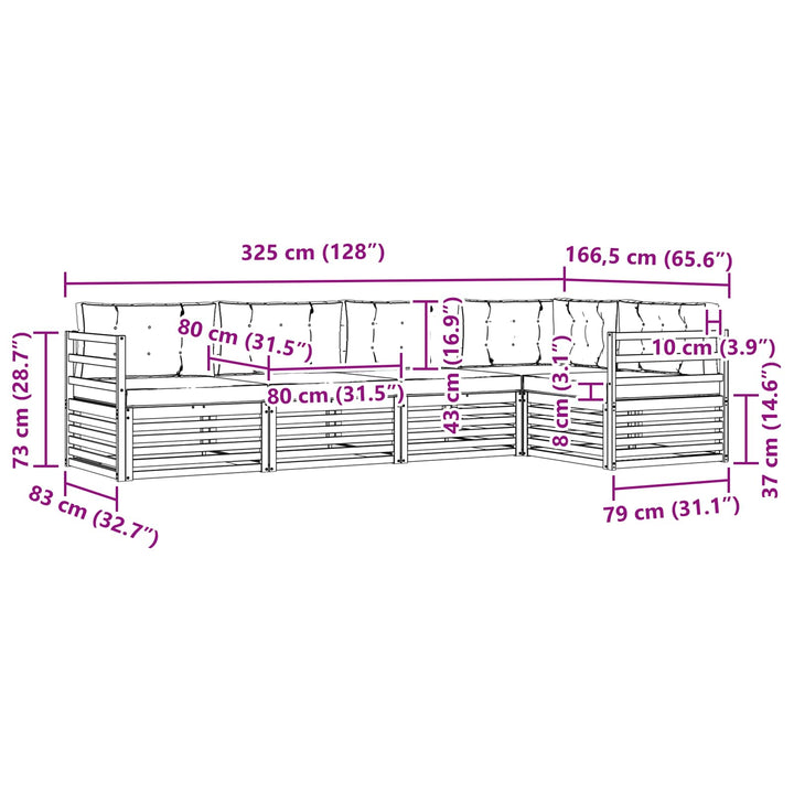 Udendørs sofagruppe 5 stk. Hvid og antracit Polyester