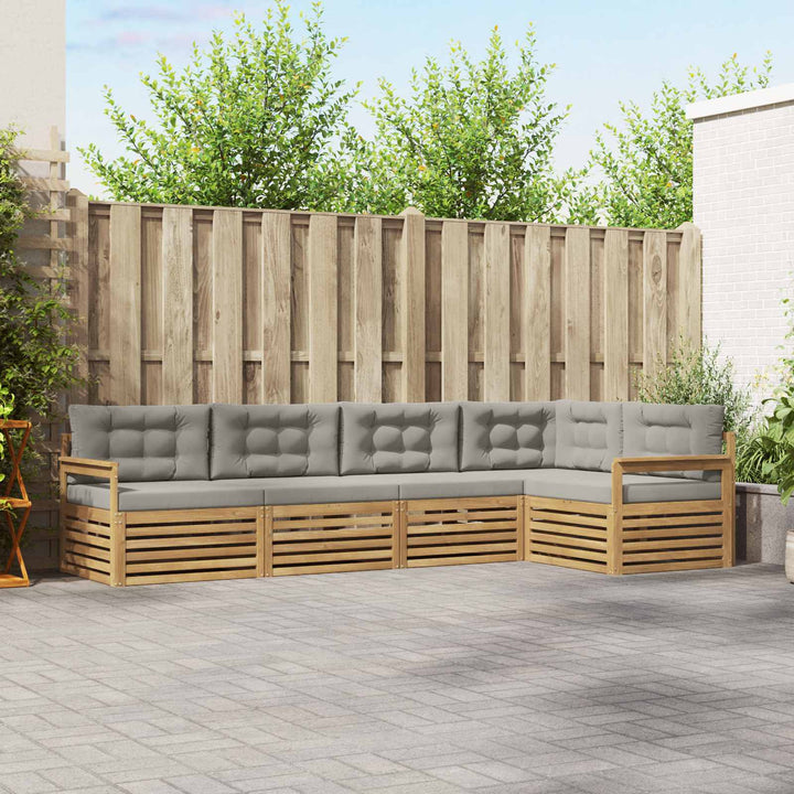 Udendørs sofagruppe 6 stk. Hvid og lysegrå Polyester
