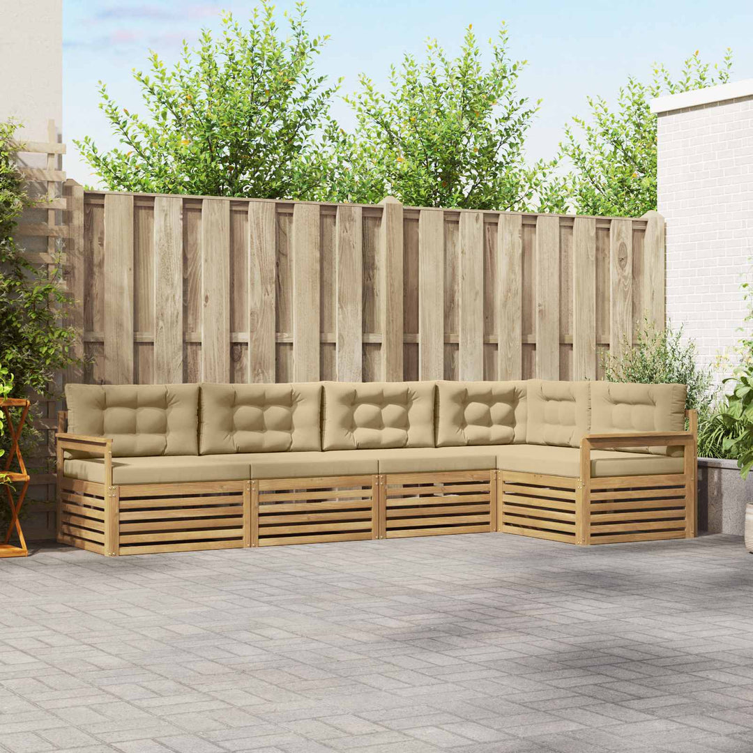 Udendørs sofagruppe 6 stk. Hvid og Beige Polyester