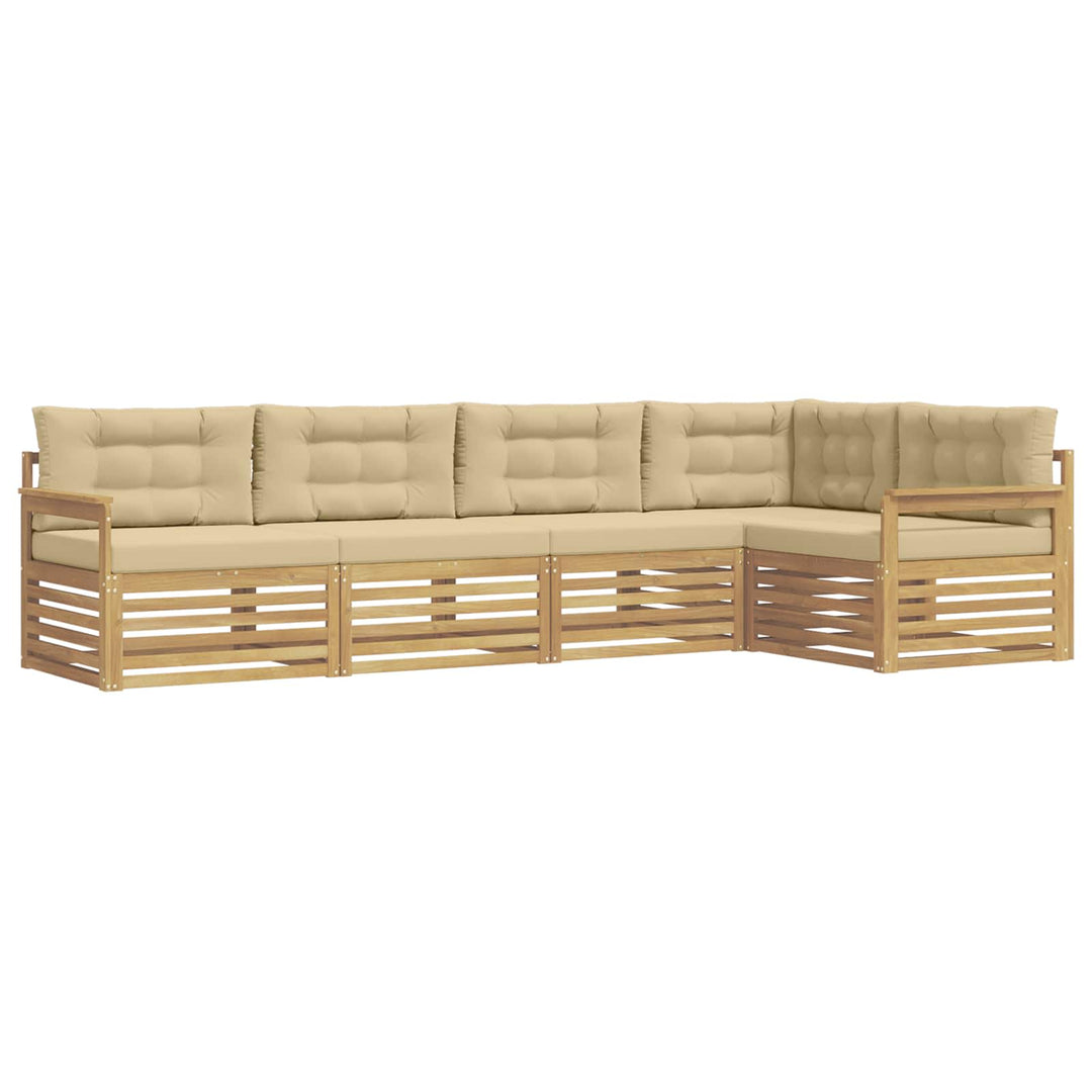 Udendørs sofagruppe 6 stk. Hvid og Beige Polyester
