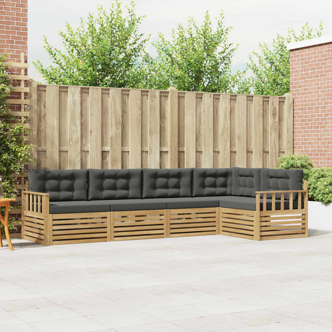 Udendørs sofagruppe med pude 6 pcs Hvid og antracit Polyester