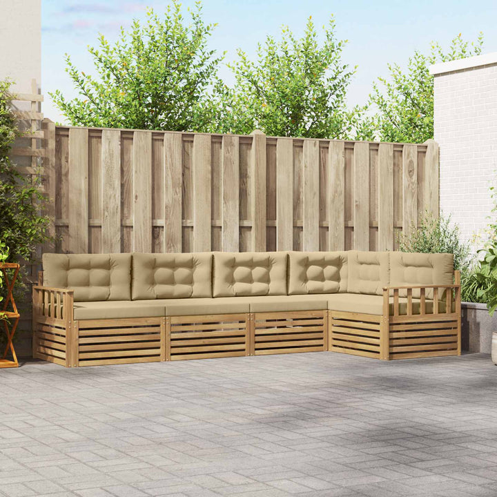 Udendørs sofagruppe 6 stk. Hvid og Beige Polyester