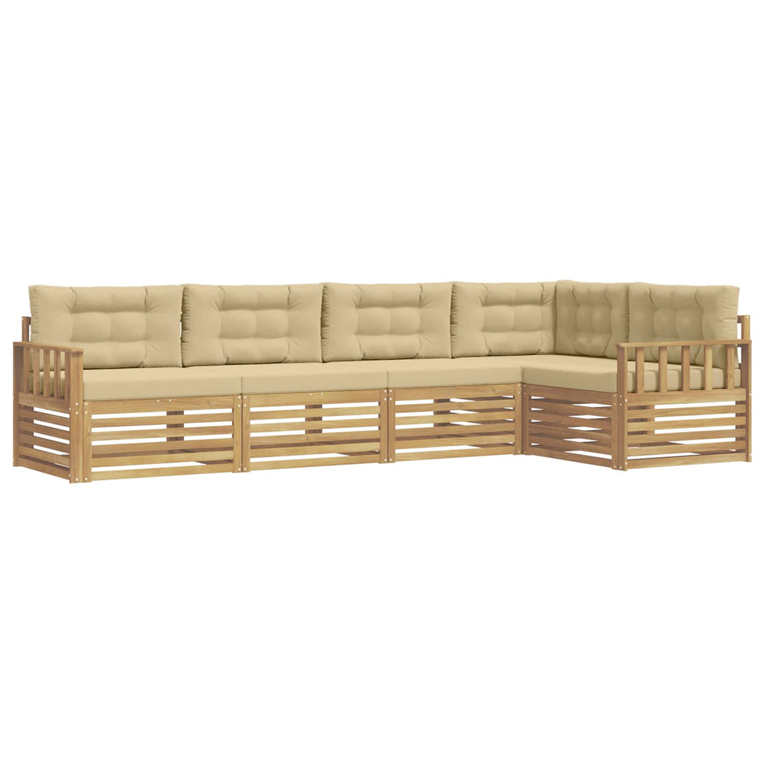 Udendørs sofagruppe 6 stk. Hvid og Beige Polyester