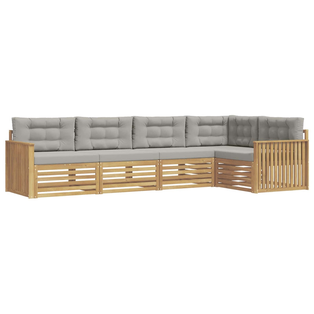 Udendørs sofagruppe 5 pcs Hvid og lysegrå 327 x 168,5 x 73 cm