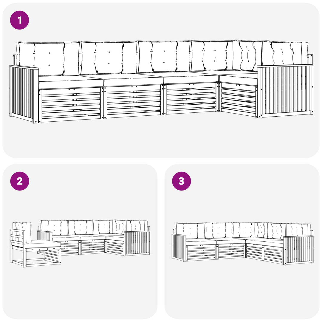 Udendørs sofagruppe 5 pcs Hvid og lysegrå 327 x 168,5 x 73 cm