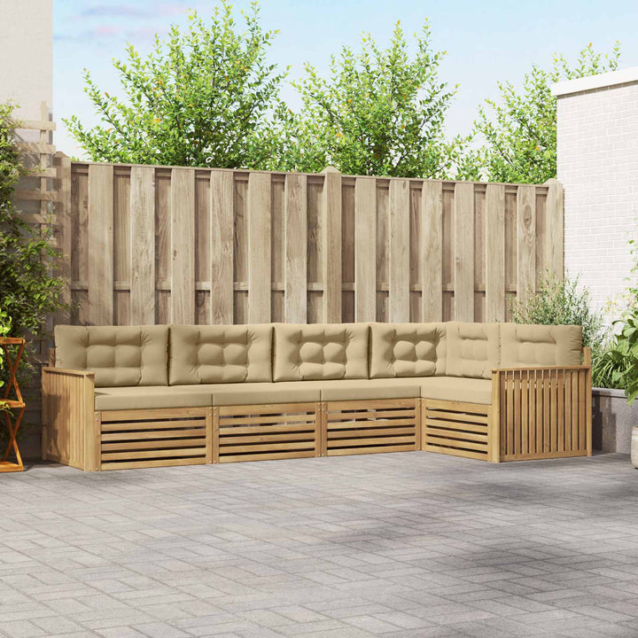 Udendørs sofagruppe 5 pcs Hvid og Beige 327 x 168,5 x 73 cm