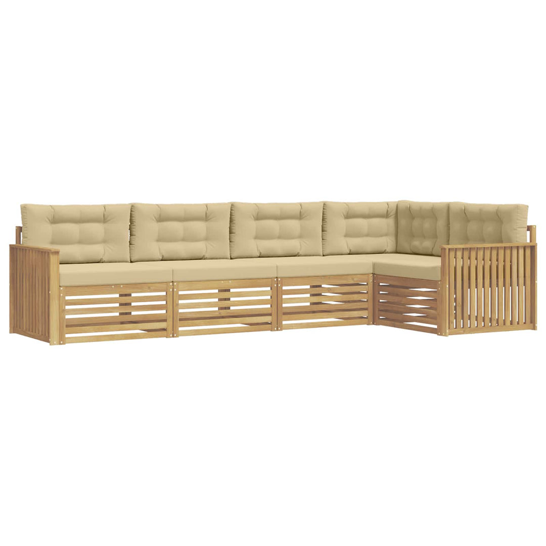 Udendørs sofagruppe 5 pcs Hvid og Beige 327 x 168,5 x 73 cm