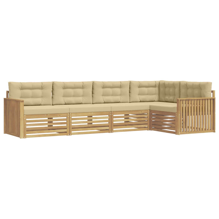 Udendørs sofagruppe 5 pcs Hvid og Beige 327 x 168,5 x 73 cm
