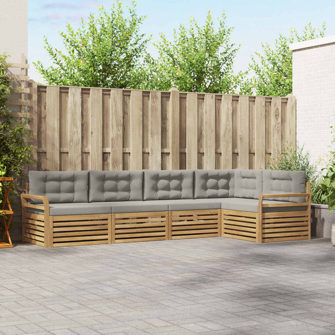 Udendørs sofagruppe 5 pcs Hvid og lysegrå 329 x 170,5 x 73 cm