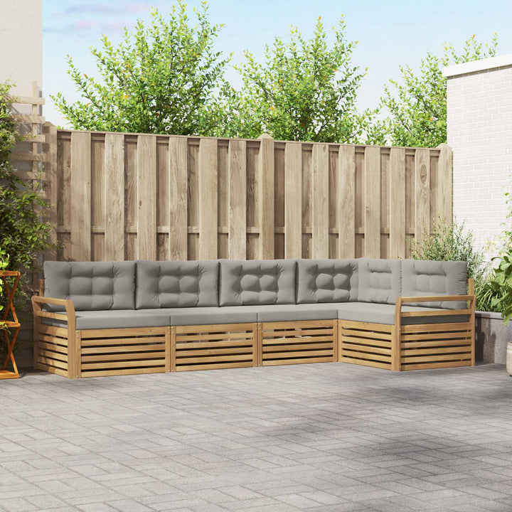 Udendørs sofagruppe 5 pcs Hvid og lysegrå 329 x 170,5 x 73 cm