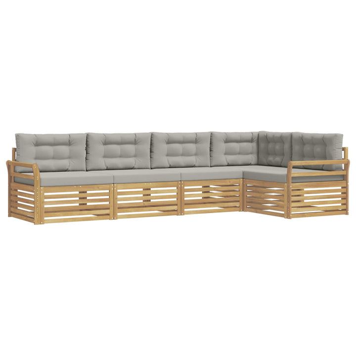 Udendørs sofagruppe 5 pcs Hvid og lysegrå 329 x 170,5 x 73 cm