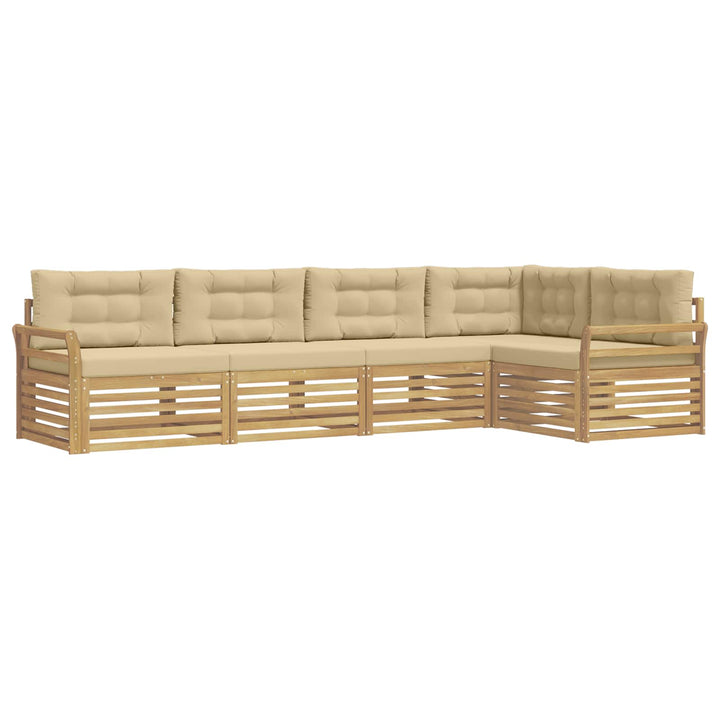 Udendørs sofagruppe 5 pcs Hvid og Beige 329 x 170,5 x 73 cm