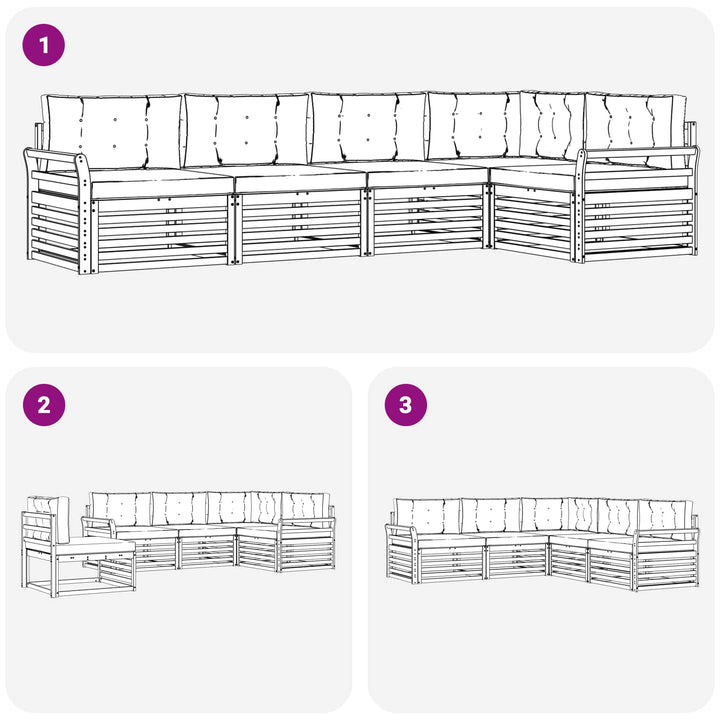 Udendørs sofagruppe 5 pcs Hvid og Beige 329 x 170,5 x 73 cm