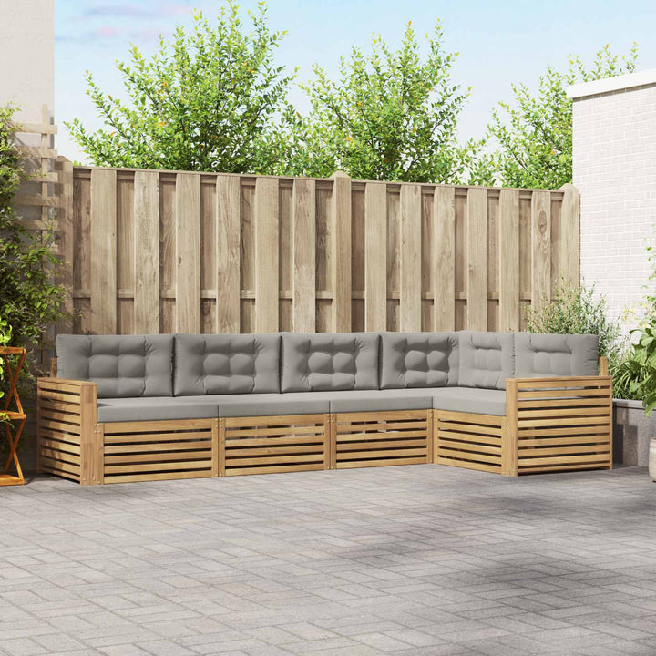 Udendørs sofagruppe 5 pcs Hvid og lysegrå 331 x 172,5 x 73 cm