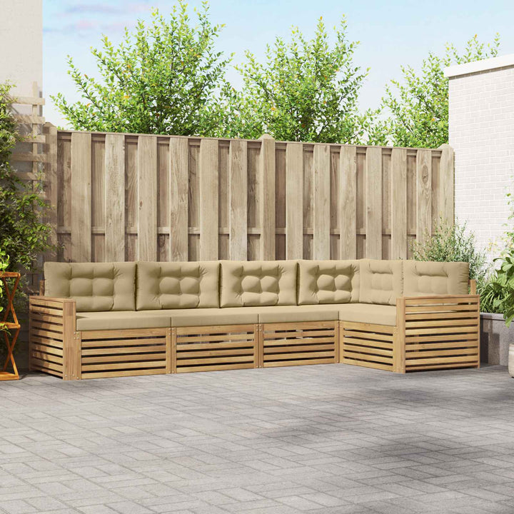 Udendørs sofagruppe 5 pcs Hvid og Beige 331 x 172,5 x 73 cm