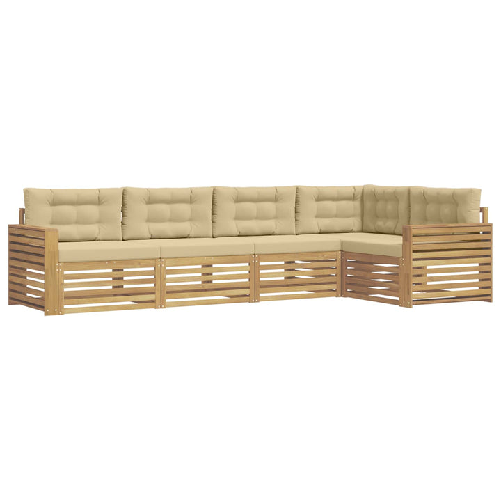 Udendørs sofagruppe 5 pcs Hvid og Beige 331 x 172,5 x 73 cm