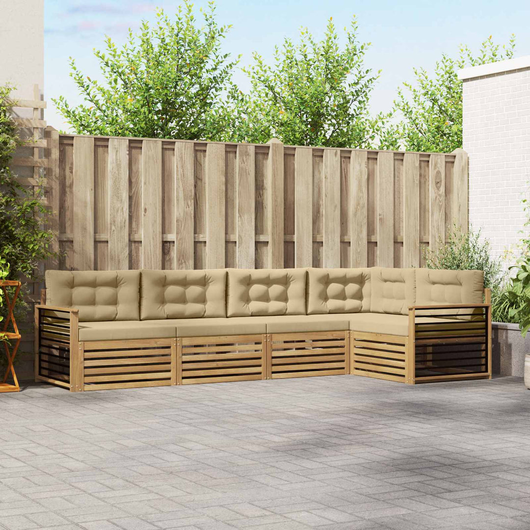 Udendørs sofagruppe 6 stk. Hvid og Beige Polyester