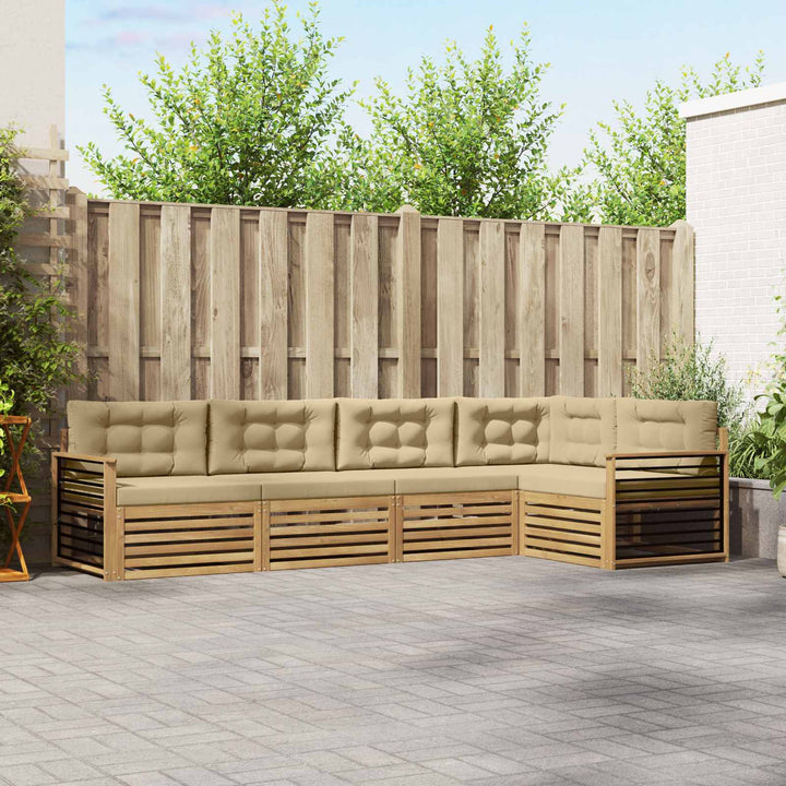 Udendørs sofagruppe 6 stk. Hvid og Beige Polyester