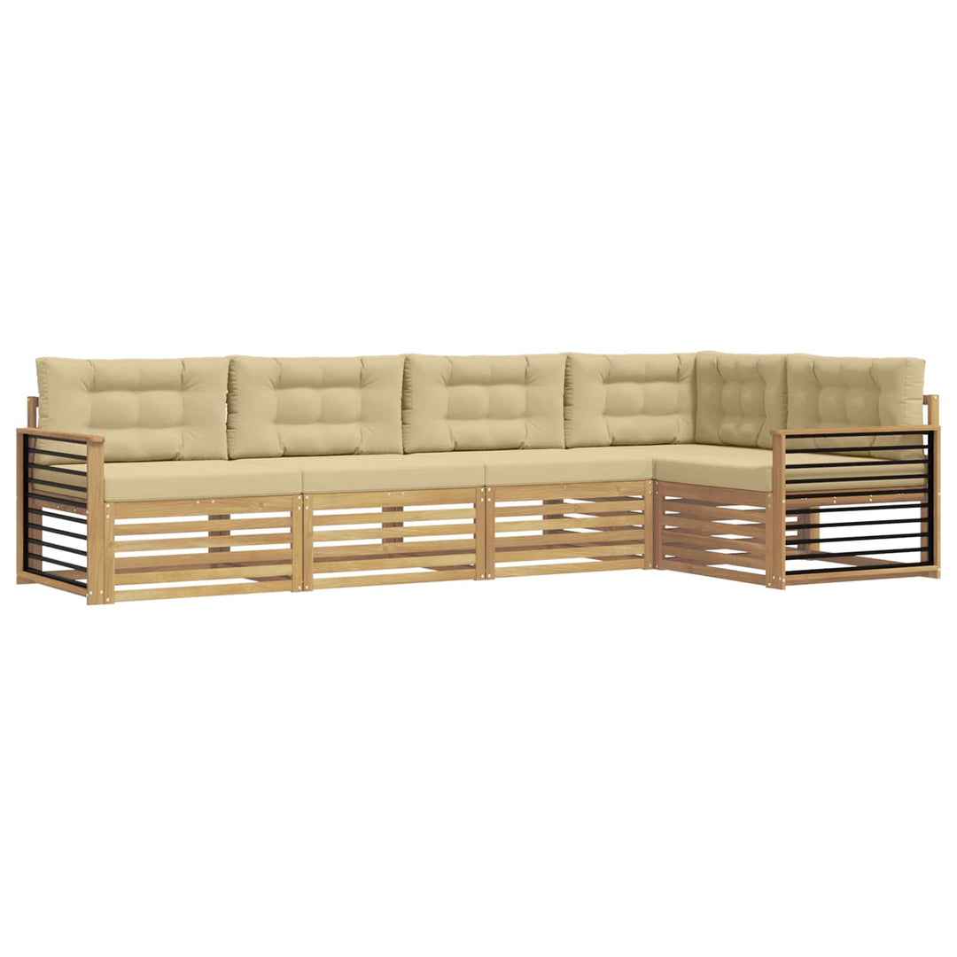 Udendørs sofagruppe 6 stk. Hvid og Beige Polyester