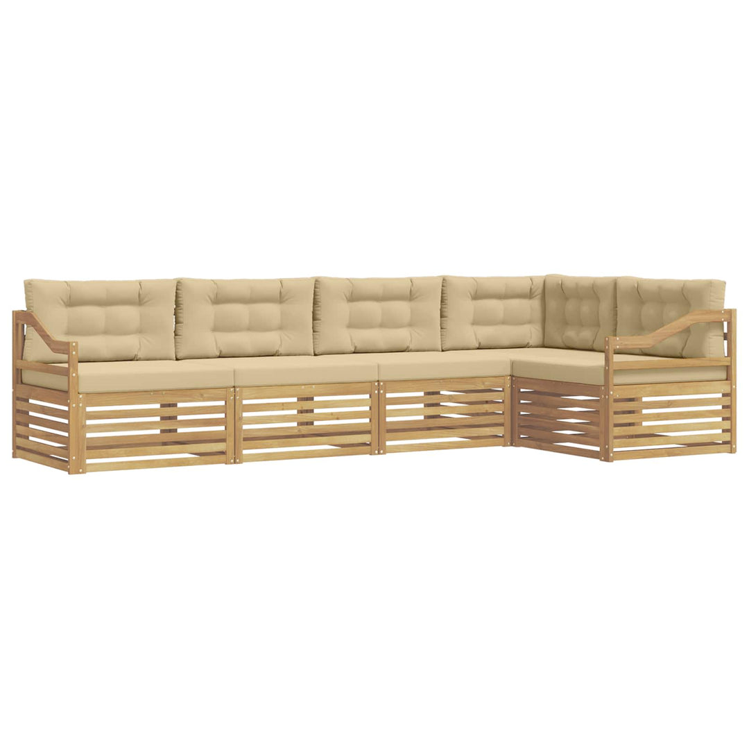Udendørs sofagruppe 5 stk. Hvid og Beige Polyester