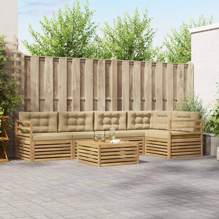 Udendørs sofagruppe 6 stk. Hvid og Beige Polyester