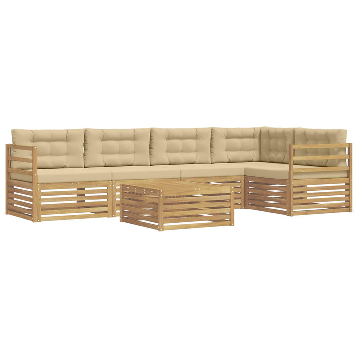 Udendørs sofagruppe 6 stk. Hvid og Beige Polyester