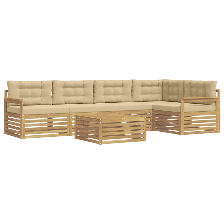 Udendørs sofagruppe 6 stk. Hvid og Beige Polyester