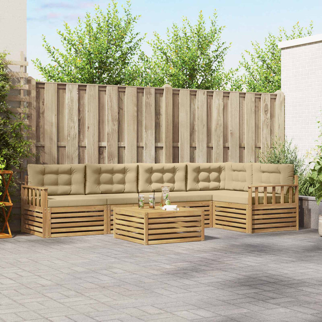 Udendørs sofagruppe 6 stk. Hvid og Beige Polyester