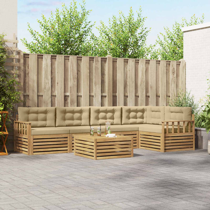 Udendørs sofagruppe 6 stk. Hvid og Beige Polyester