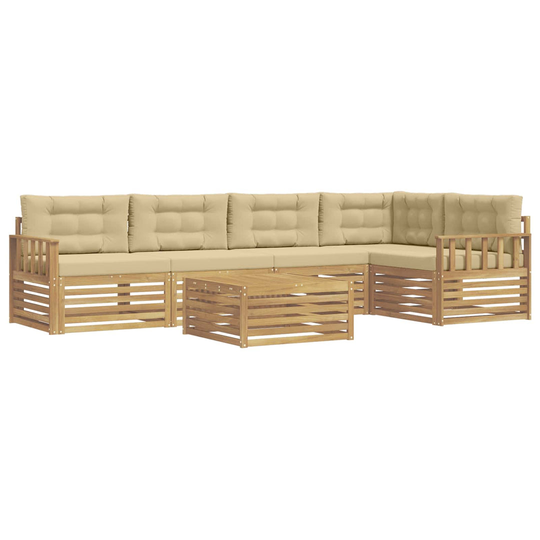 Udendørs sofagruppe 6 stk. Hvid og Beige Polyester