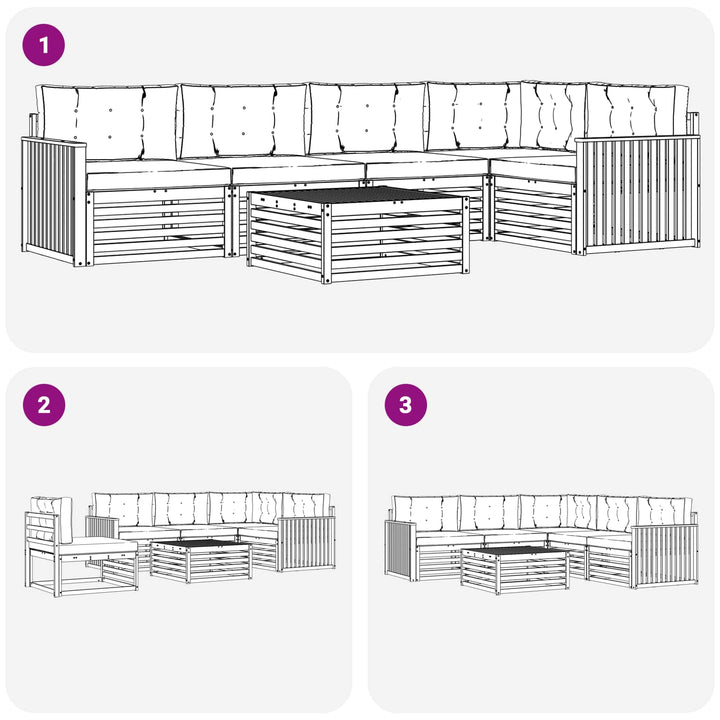 Udendørs sofagruppe 6 pcs Hvid og cremefarvet 79 x 79 x 37 cm