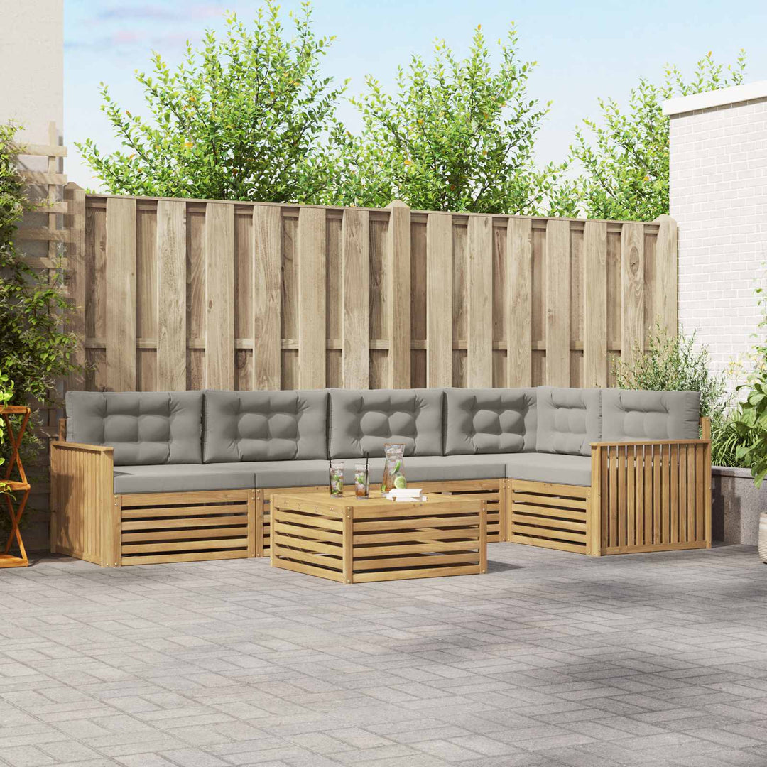 Udendørs sofagruppe 6 pcs Hvid og lysegrå 79 x 79 x 37 cm