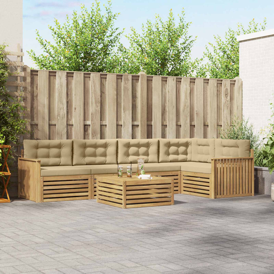 Udendørs sofagruppe 6 pcs Hvid og Beige 79 x 79 x 37 cm