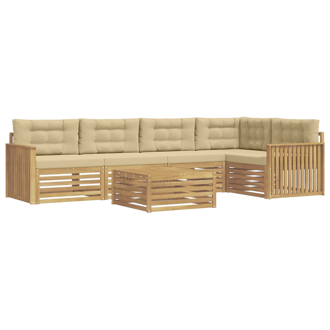Udendørs sofagruppe 6 pcs Hvid og Beige 79 x 79 x 37 cm