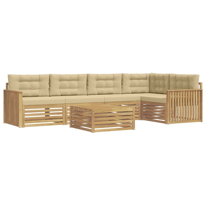 Udendørs sofagruppe 6 pcs Hvid og Beige 79 x 79 x 37 cm