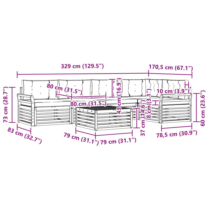 Udendørs sofagruppe 6 pcs Hvid og cremefarvet 79 x 79 x 37 cm