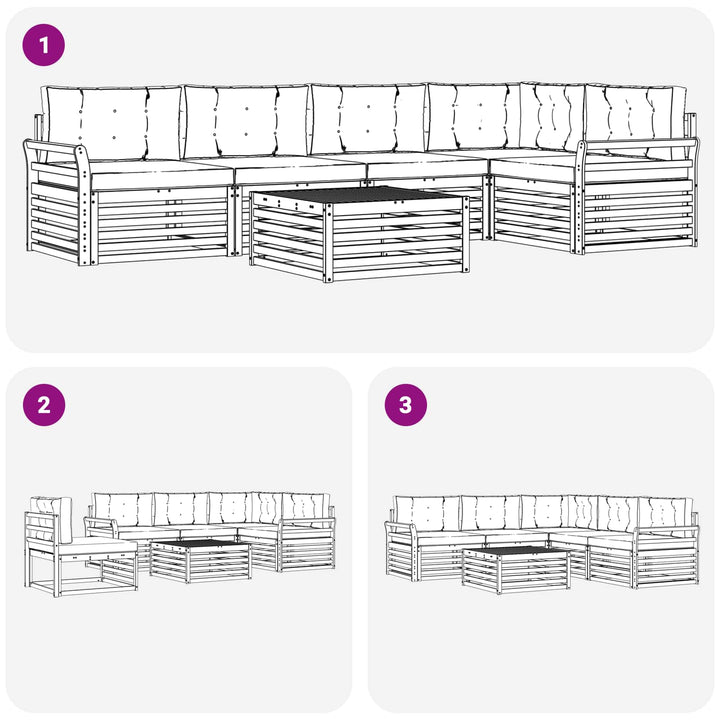 Udendørs sofagruppe 6 pcs Hvid og cremefarvet 79 x 79 x 37 cm