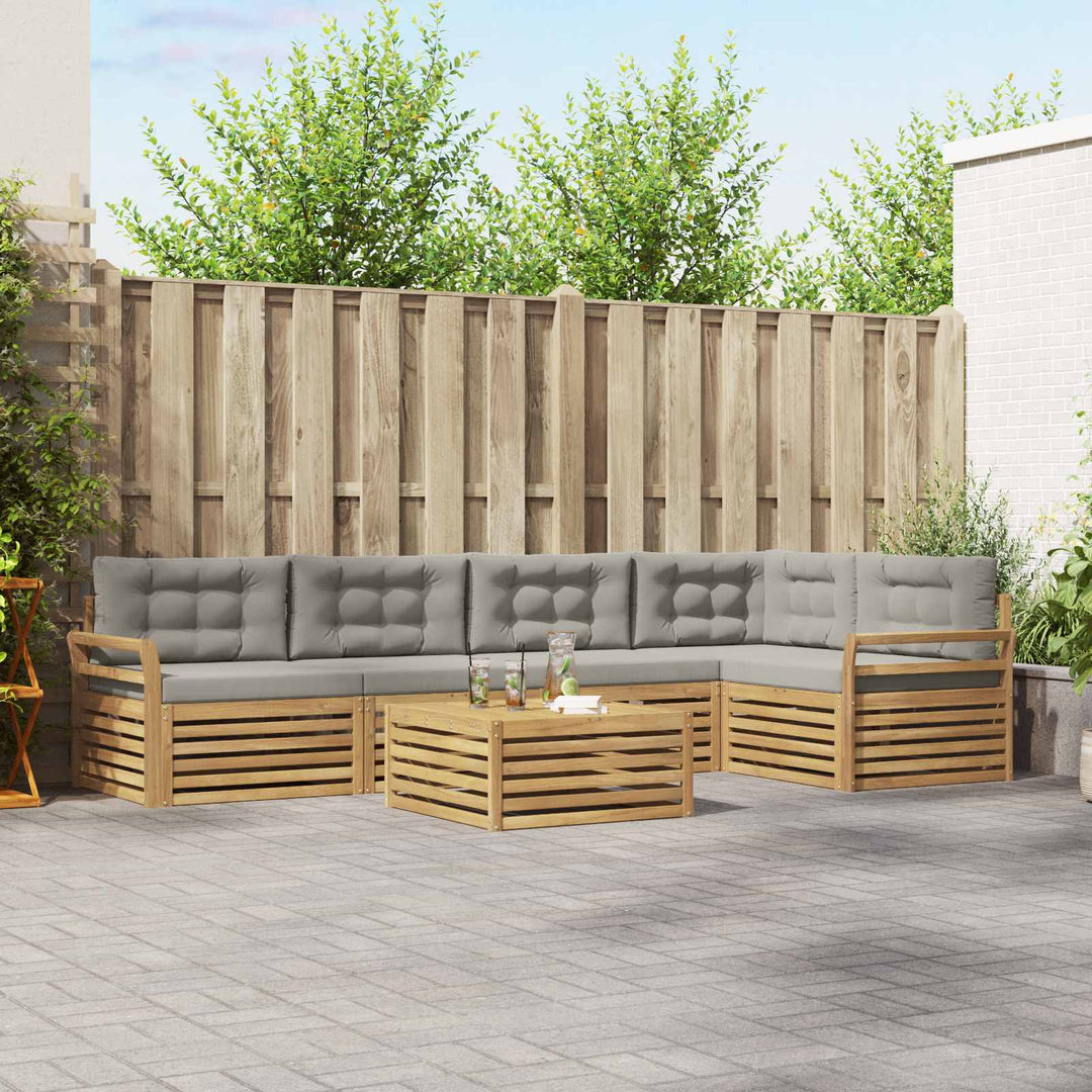 Udendørs sofagruppe 6 pcs Hvid og lysegrå 79 x 79 x 37 cm