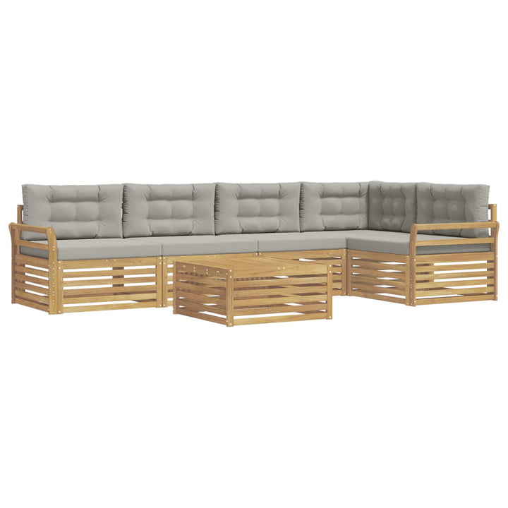 Udendørs sofagruppe 6 pcs Hvid og lysegrå 79 x 79 x 37 cm