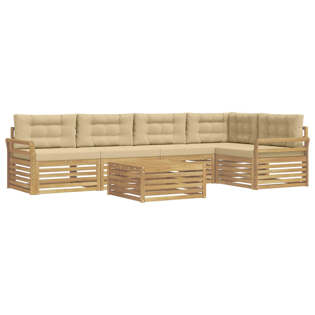 Udendørs sofagruppe 6 pcs Hvid og Beige 79 x 79 x 37 cm