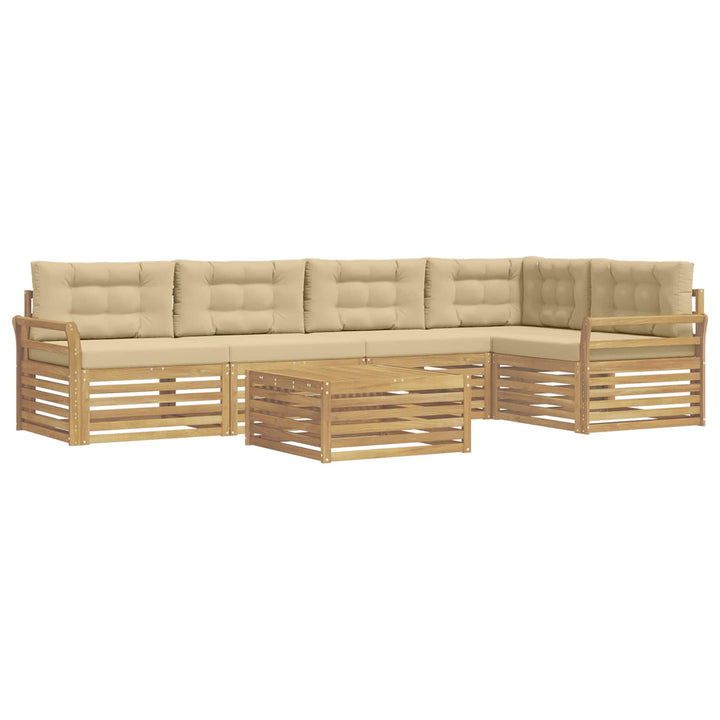 Udendørs sofagruppe 6 pcs Hvid og Beige 79 x 79 x 37 cm