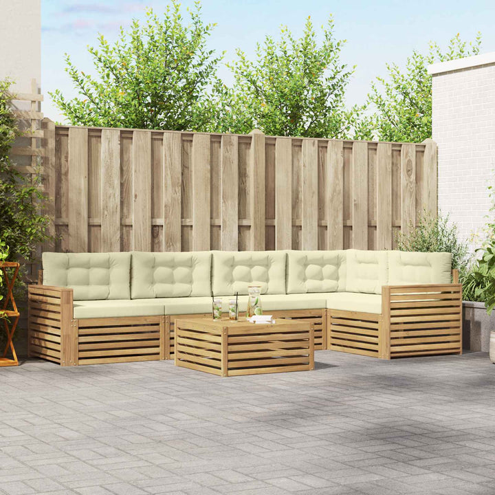 Udendørs sofagruppe 6 pcs Hvid og cremefarvet 79 x 79 x 37 cm