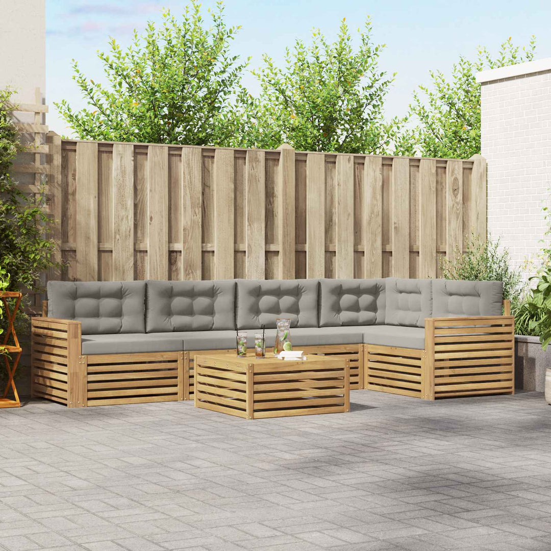 Udendørs sofagruppe 6 pcs Hvid og lysegrå 79 x 79 x 37 cm