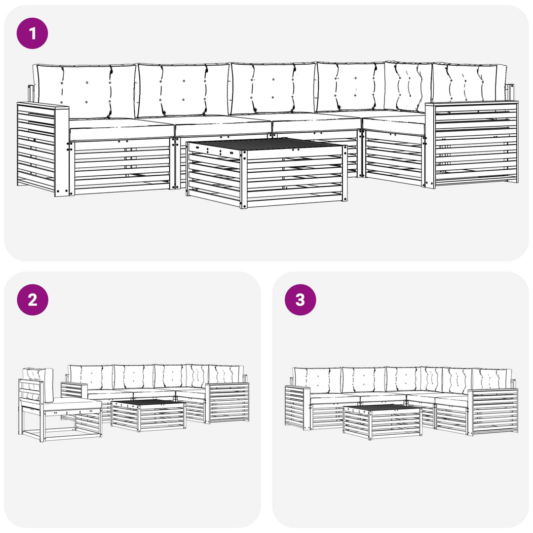 Udendørs sofagruppe 6 pcs Hvid og lysegrå 79 x 79 x 37 cm