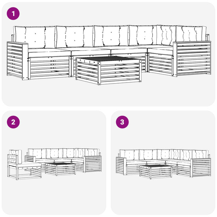 Udendørs sofagruppe 6 pcs Hvid og antracit 79 x 79 x 37 cm