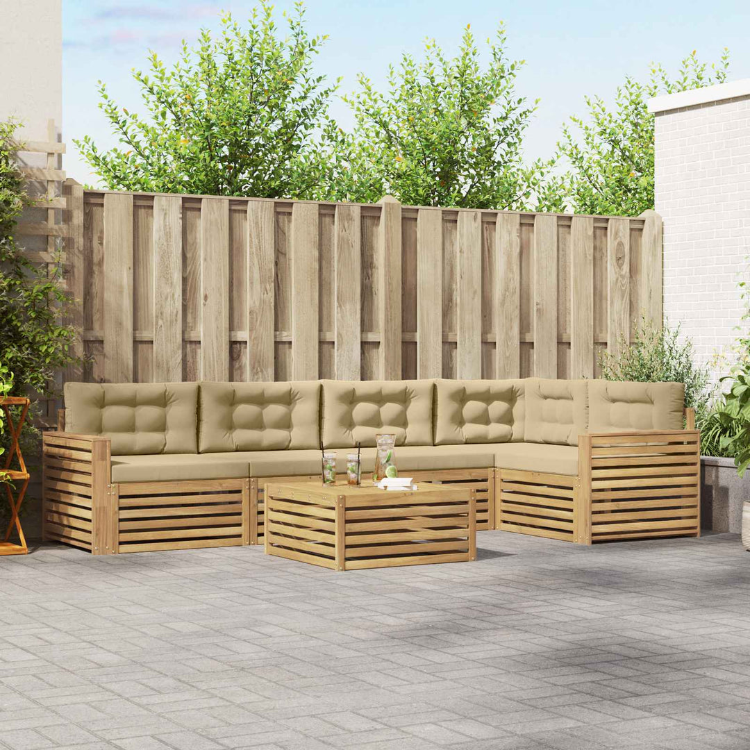 Udendørs sofagruppe 6 pcs Hvid og Beige 79 x 79 x 37 cm