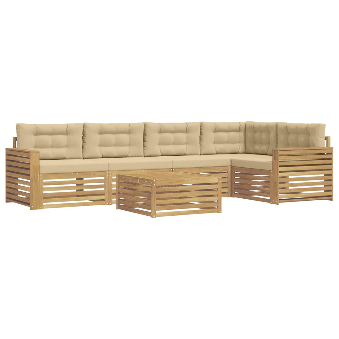 Udendørs sofagruppe 6 pcs Hvid og Beige 79 x 79 x 37 cm